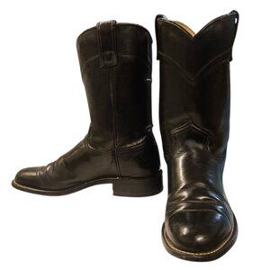 Texas Cowboy Boots Vintage Black Leather Mens 7 D Rockabilly Western Rodeo